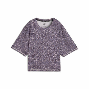 Women’s Short Sleeve T-Shirt Puma Train Favorite Aop Crop Mujer Purple