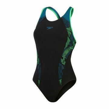 Damen Badeanzug Speedo Placement Laneback grün