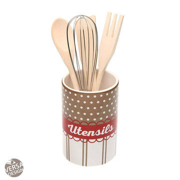 Pot for Kitchen Utensils Versa Ceramic 10 x 15 x 10 cm