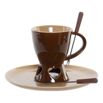 Schoko Fondue Set DKD Home Decor Edelstahl Porzellan