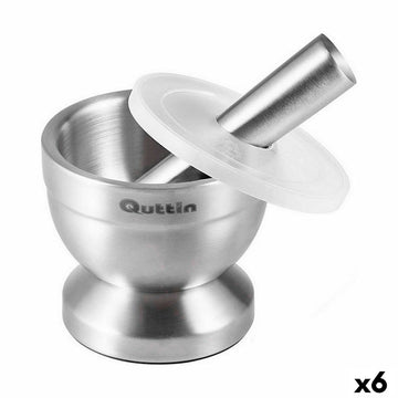 Mortier de cuisine Quttin Acier inoxydable Acier 9,8 x 8,2 cm Antidérapant (6 Unités)