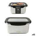 Hermetic Lunch Box Quttin Rectangular Stainless steel Silver Steel 2,6 L (12 Units)