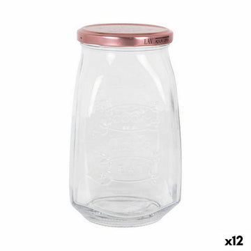 Transparent Glass Jar Inde Tasty 1,05 L With lid (12 Units)