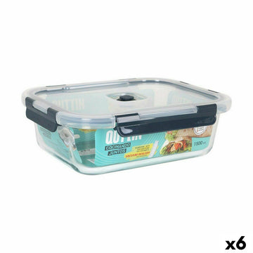 Lunchbox hermetisch Quttin   rechteckig 1,5 L 23 x 17,8 x 7,6 cm (6 Stück)