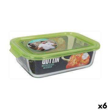 Rechteckige Lunchbox mit Deckel Quttin grün rechteckig 1,5 L (6 Stück)