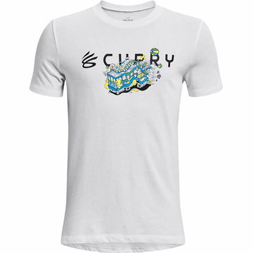 Jungen Kurzarm-T-Shirt Under Armour Curry Trolly Weiß