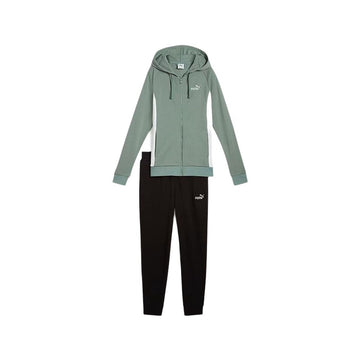 Damen-Trainingsanzug Puma Chándal Puma Hooded Sweat Suit Tr Blau grün